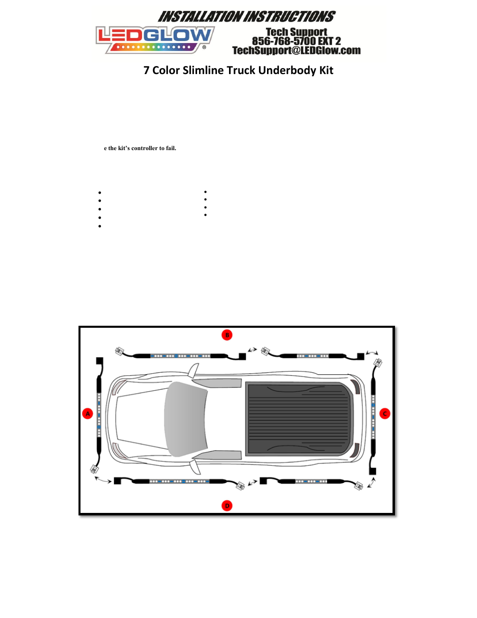 LEDGlow 7 Color Slimline Truck LED Underbody Kit User Manual | 4 pages