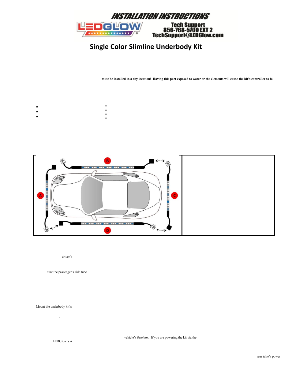 LEDGlow Single Color Slimline LED Underbody Kit User Manual | 2 pages