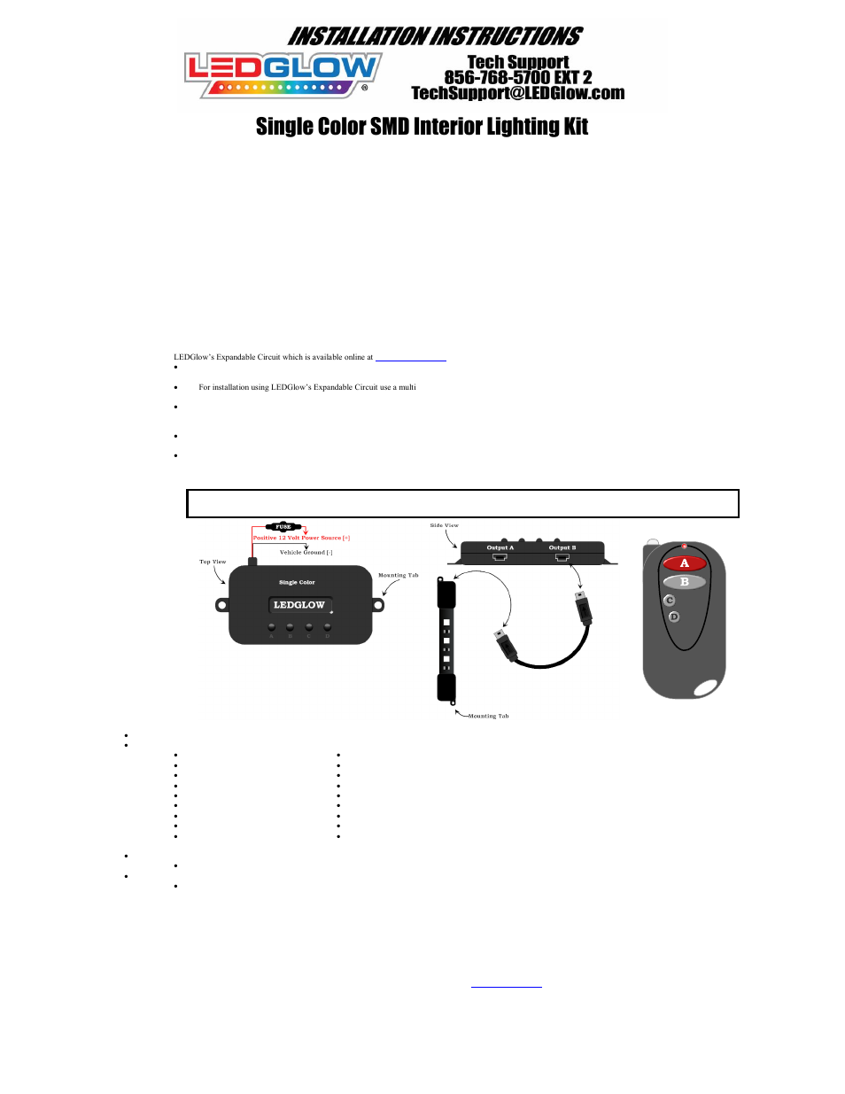 LEDGlow Single Color SMD LED Interior Lighting Kit User Manual | 2 pages