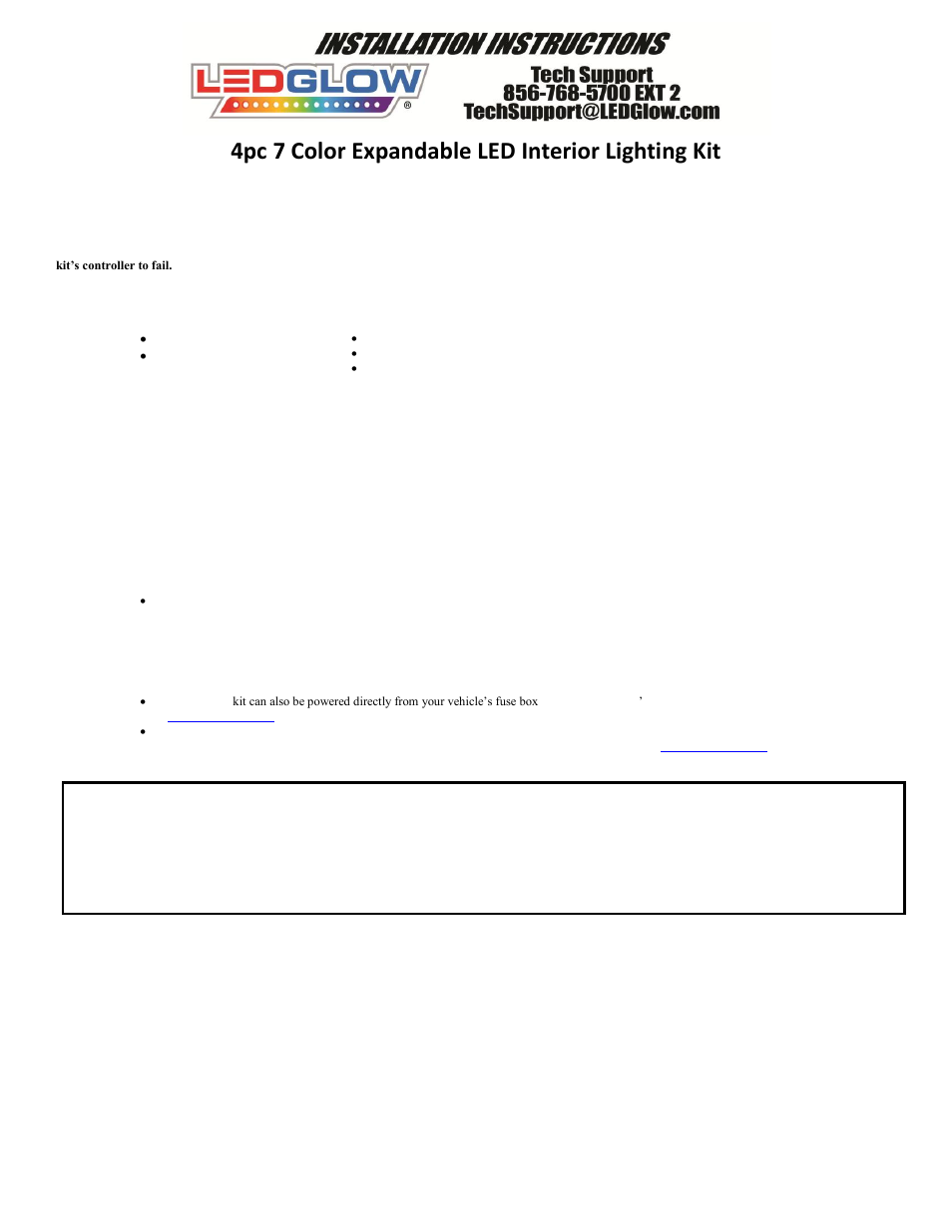 LEDGlow 7 Color Expandable LED Interior Lighting Kit User Manual | 3 pages