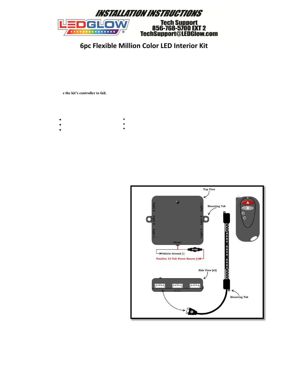 LEDGlow 6pc Flexible Million Color LED Interior Lighting Kit User Manual | 3 pages