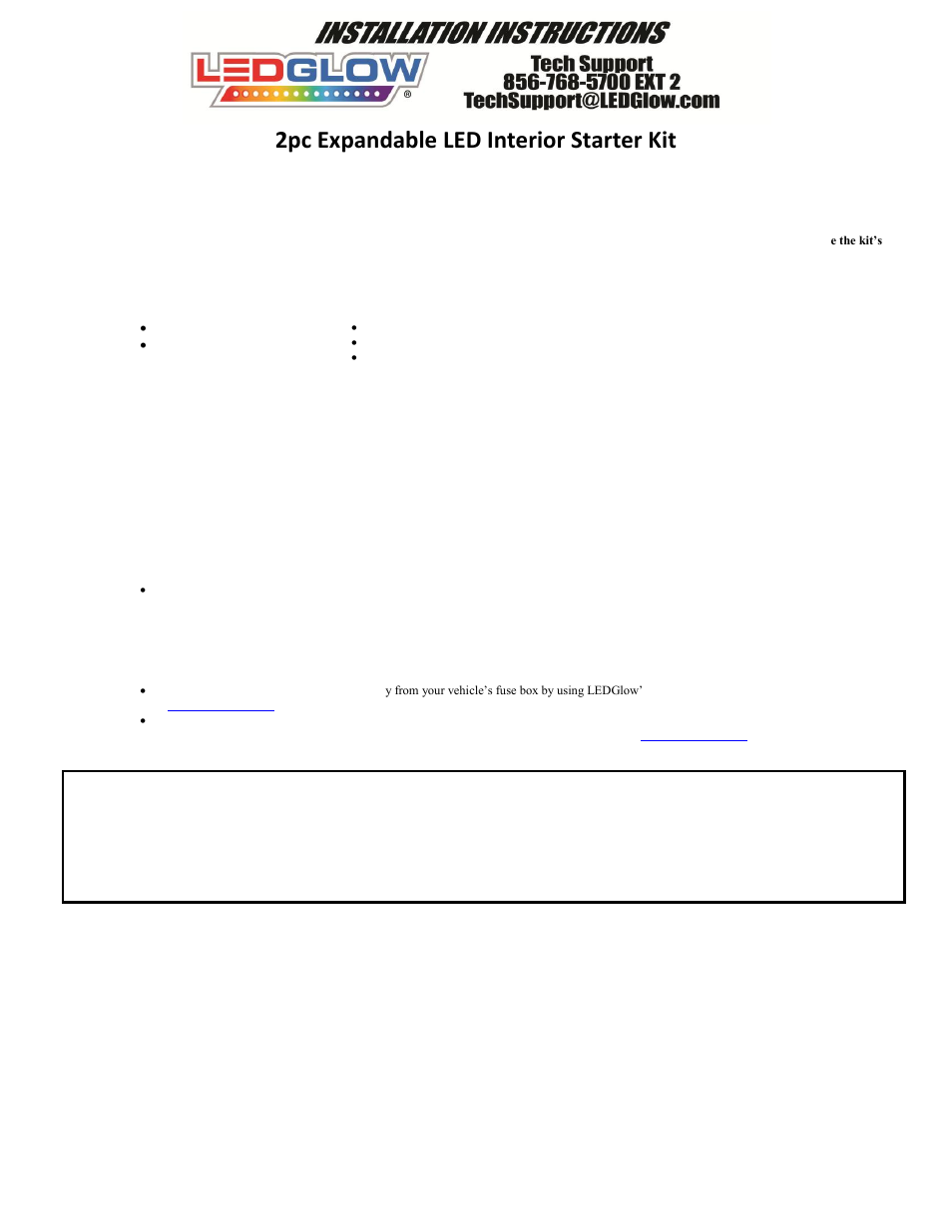 LEDGlow 2pc Interior LED Lighting Starter Kit User Manual | 3 pages