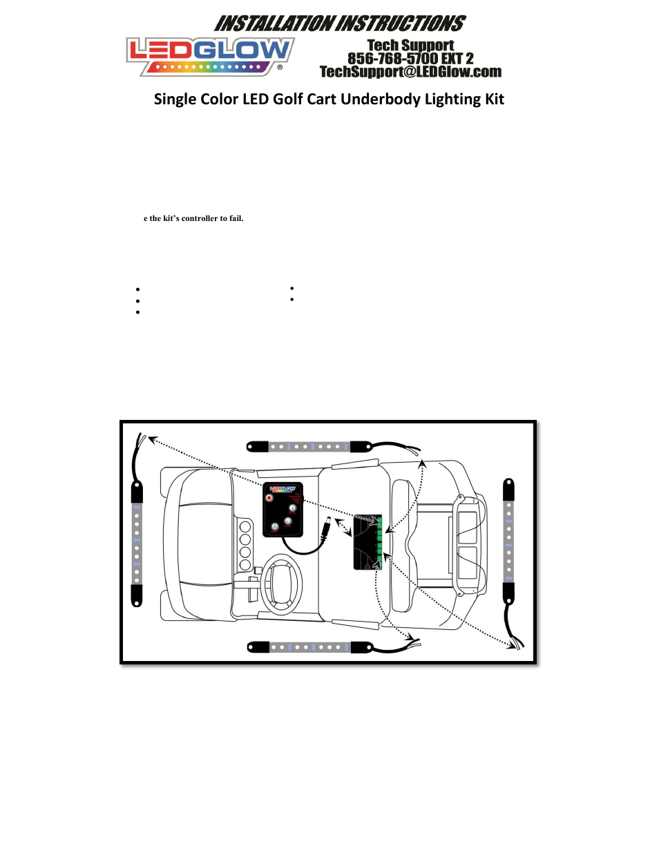 LEDGlow Single Color Golf Cart Kit User Manual | 4 pages