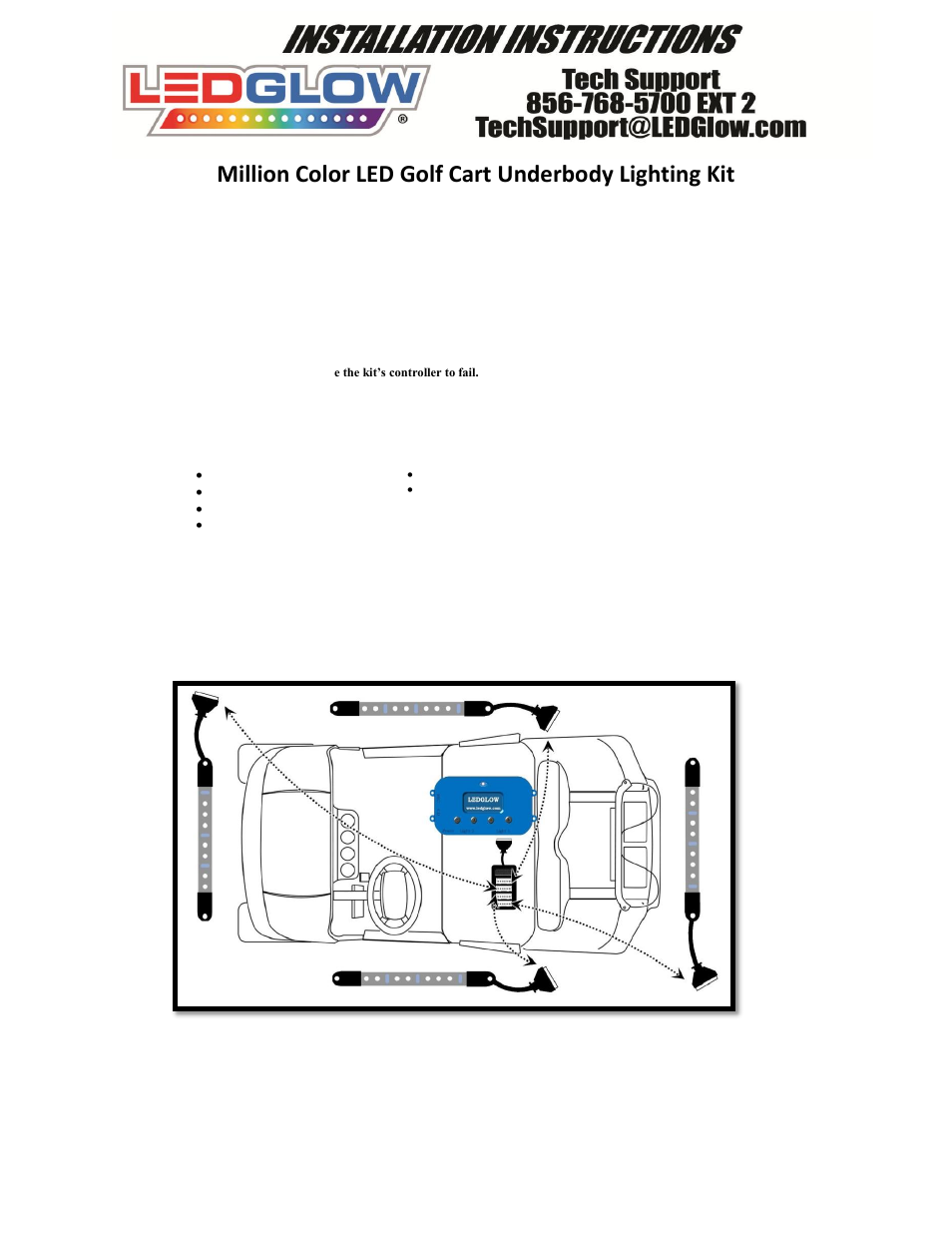 LEDGlow Million Color Golf Cart Kit User Manual | 3 pages