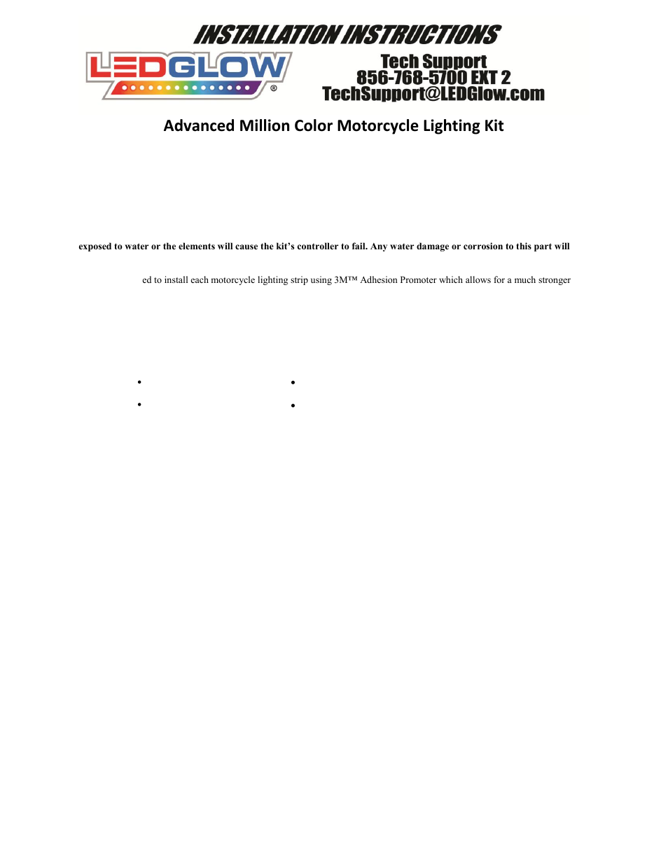 LEDGlow Advanced Million Color Flexible Motorcycle Light Kit User Manual | 3 pages