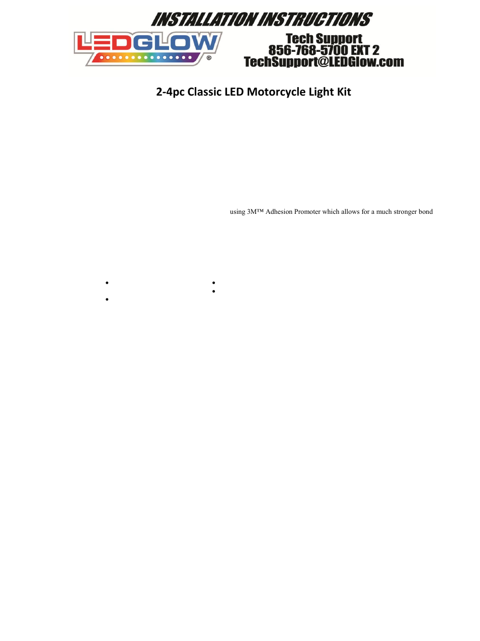 LEDGlow 4pc Classic Single Color Starter Motorcycle Kit User Manual | 3 pages
