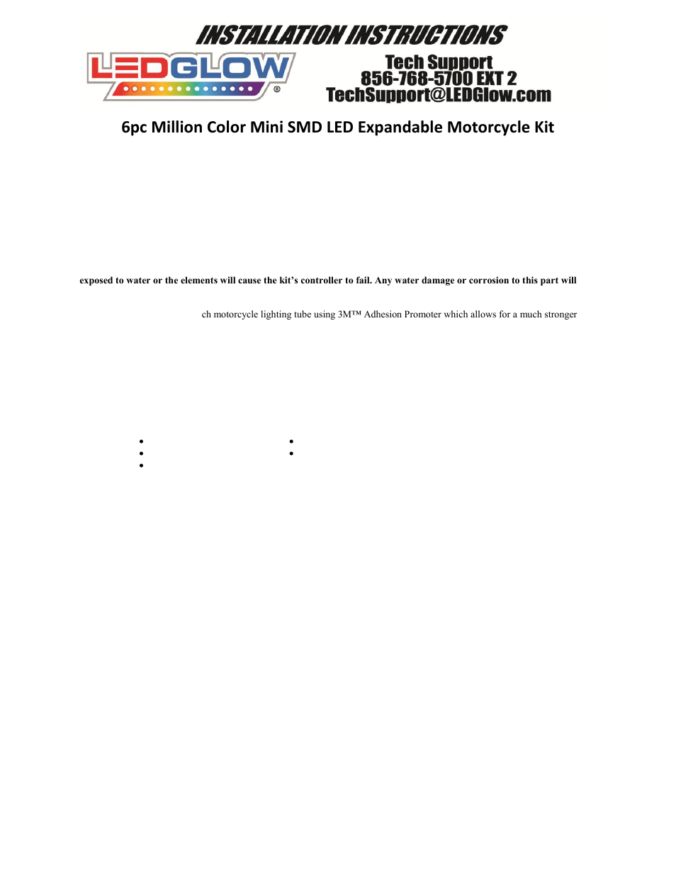 LEDGlow 6pc Million Color Mini SMD Motorcycle Lighting Kit User Manual | 4 pages