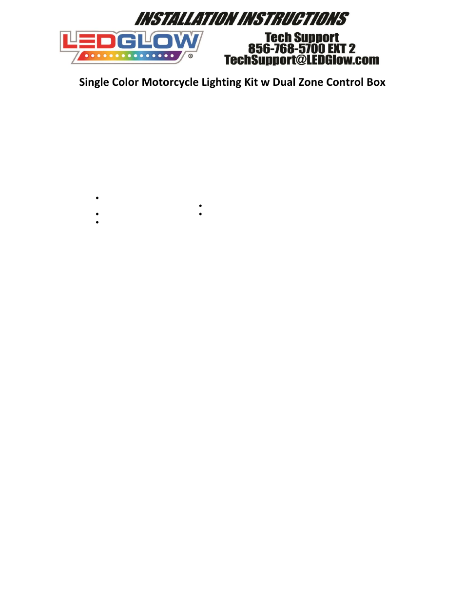 LEDGlow Dual Zone - Single Color Flexible Motorcycle Light Controller User Manual | 3 pages