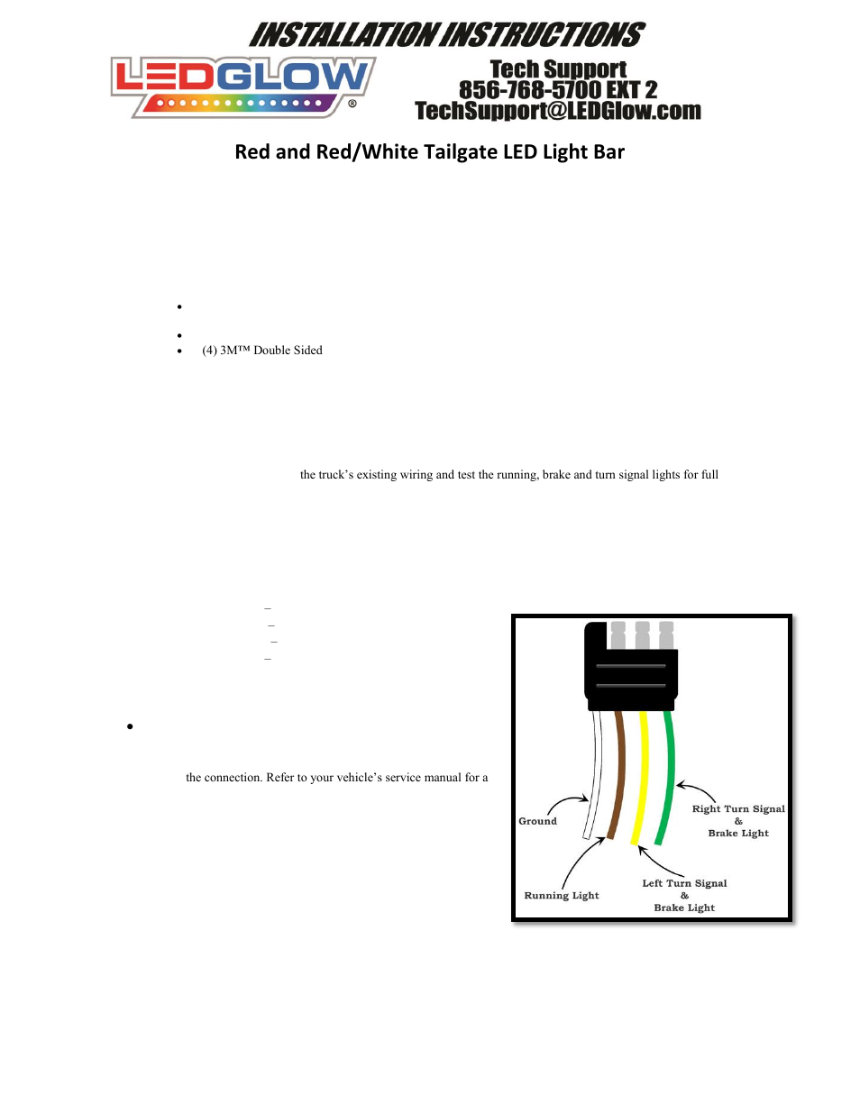 LEDGlow Red LED TailGate Light Bar with Reverse Lights User Manual | 2 pages