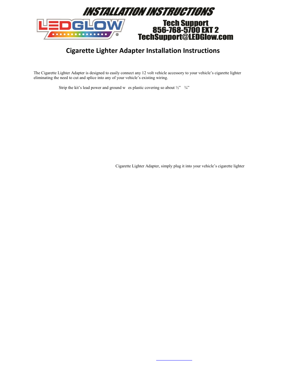 LEDGlow Cigarette Lighter Adapter User Manual | 1 page