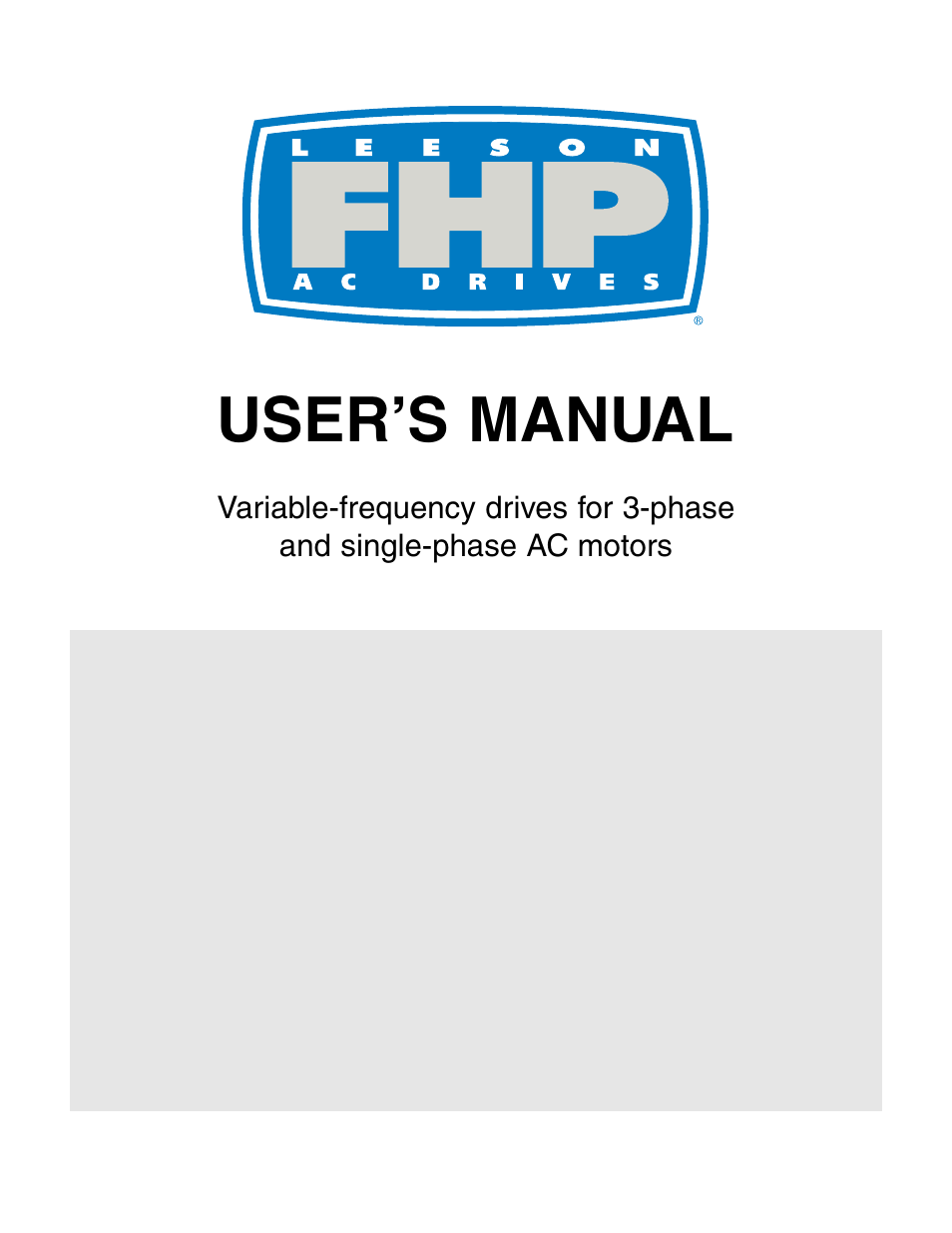 LEESON FHP Series Chassis Mount Variable Speed Drives User Manual | 76 pages