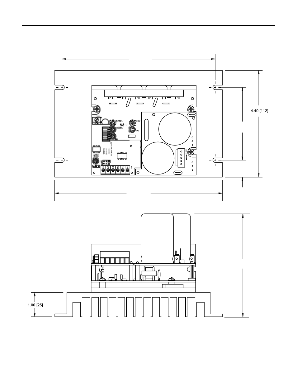 All dimensions in inches [millimeters, L1 l 2 | LEESON FHP Series Chassis Mount Variable Speed Drives User Manual | Page 19 / 76