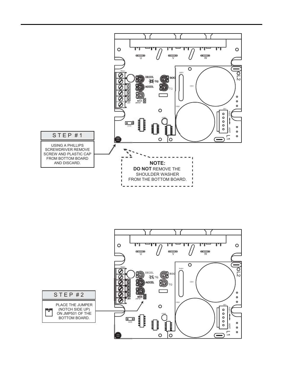 12 installation, L1 l 2, Do not | LEESON FHP Series Chassis Mount Variable Speed Drives User Manual | Page 22 / 76