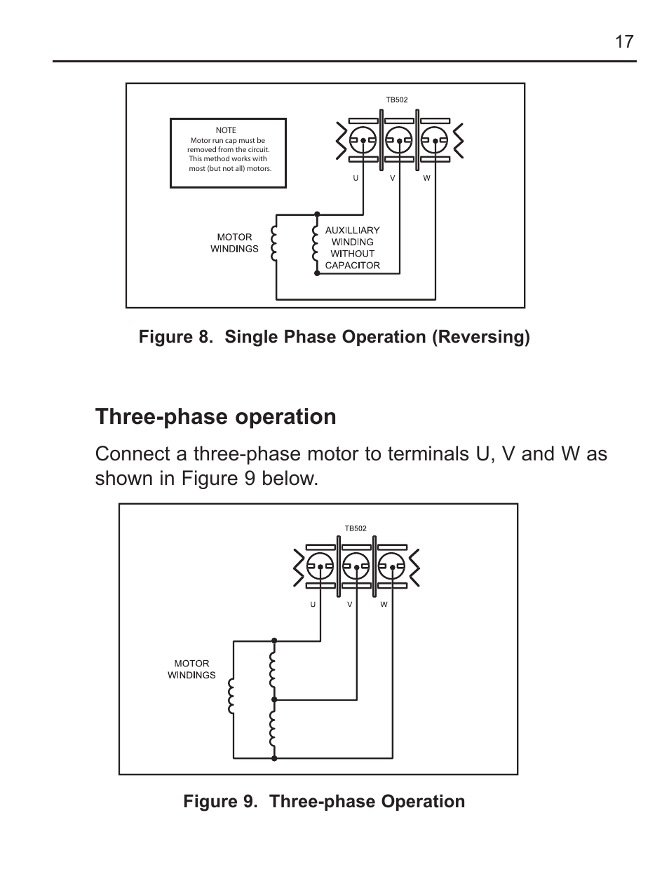 Three-phase operation | LEESON FHP Series NEMA 4x Variable Speed Drive User Manual | Page 26 / 67