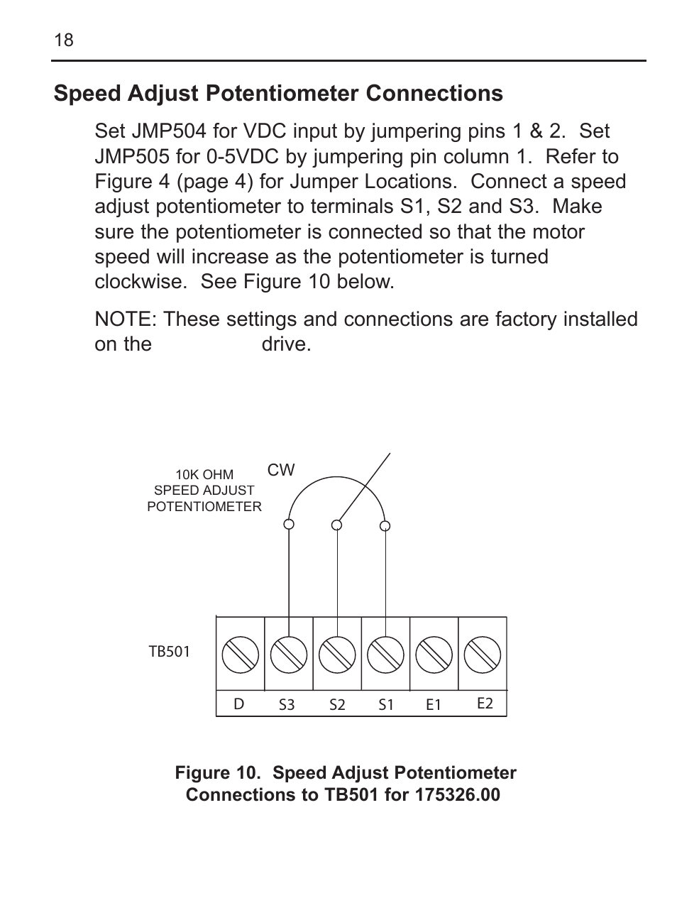 Speed adjust potentiometer connections | LEESON FHP Series NEMA 4x Variable Speed Drive User Manual | Page 27 / 67