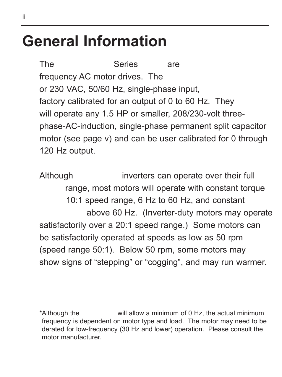 General information | LEESON FHP Series NEMA 4x Variable Speed Drive User Manual | Page 3 / 67