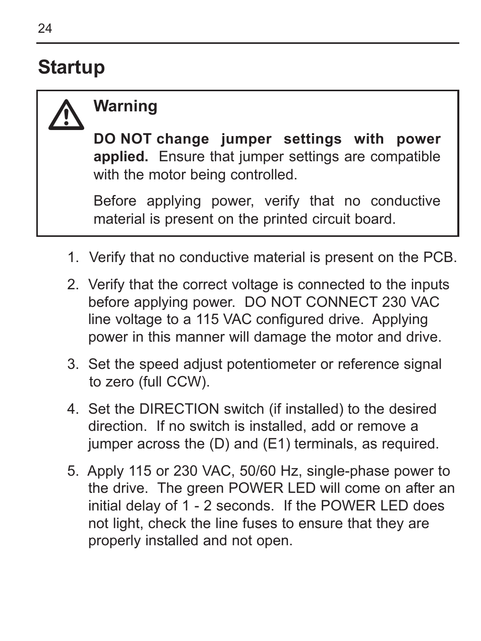 Startup | LEESON FHP Series NEMA 4x Variable Speed Drive User Manual | Page 33 / 67