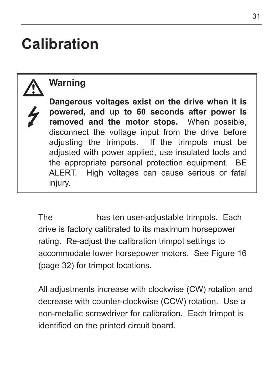 Calibration | LEESON FHP Series NEMA 4x Variable Speed Drive User Manual | Page 40 / 67