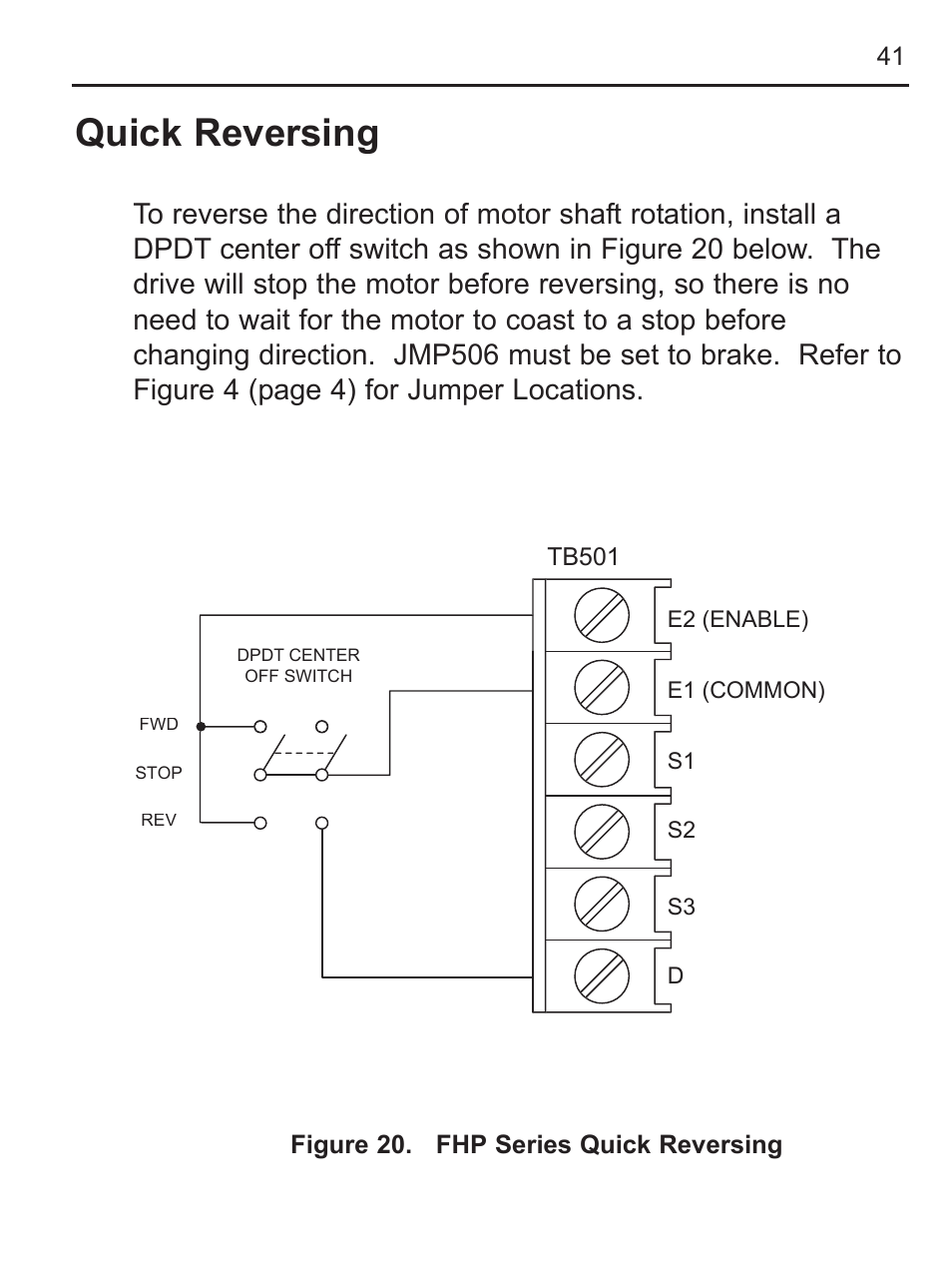 Quick reversing | LEESON FHP Series NEMA 4x Variable Speed Drive User Manual | Page 50 / 67