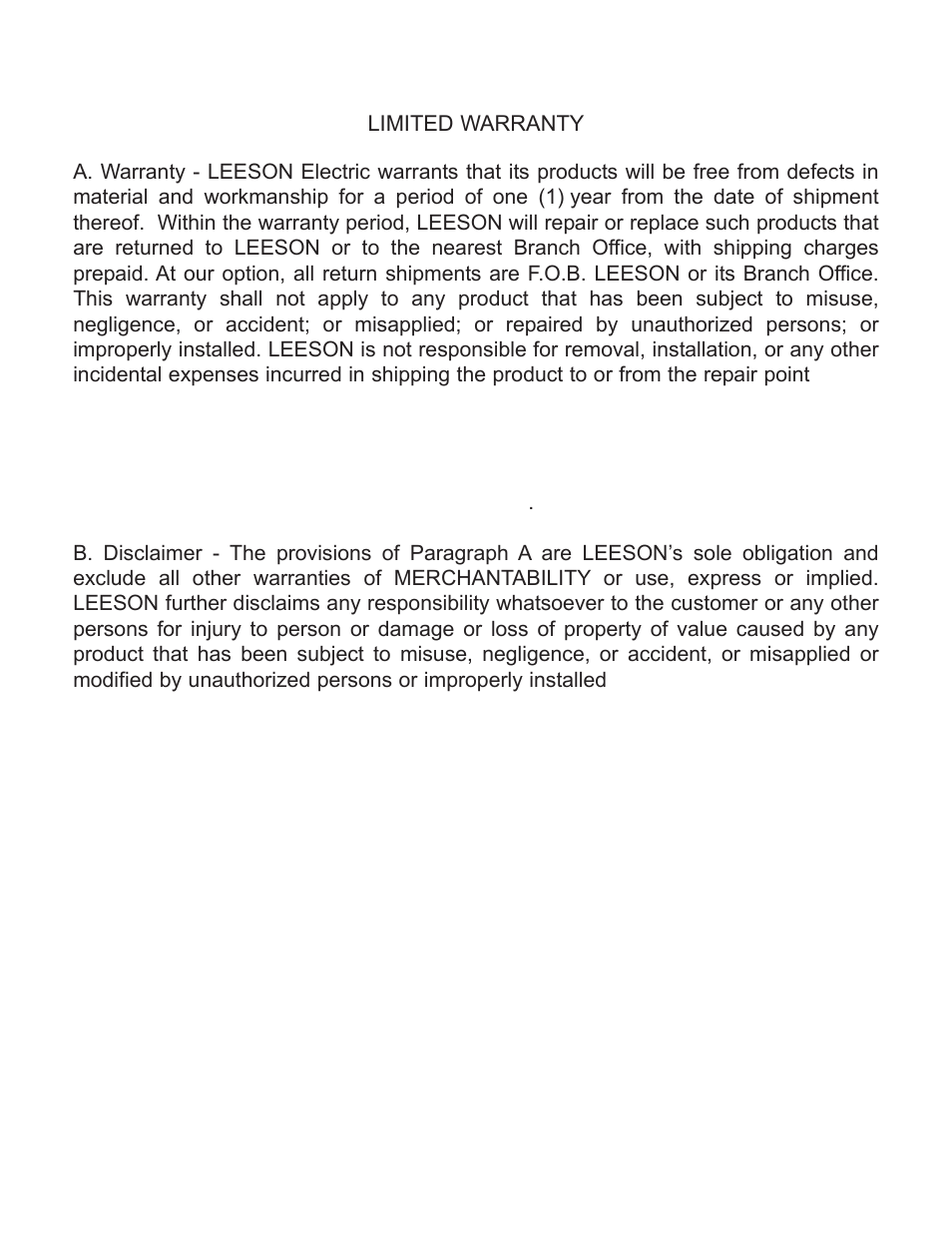 LEESON FHP Series NEMA 4x Variable Speed Drive User Manual | Page 65 / 67