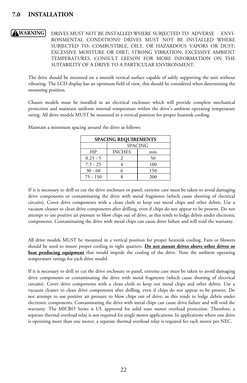 0 installation | LEESON Micro Series Compact Inverters User Manual | Page 24 / 92