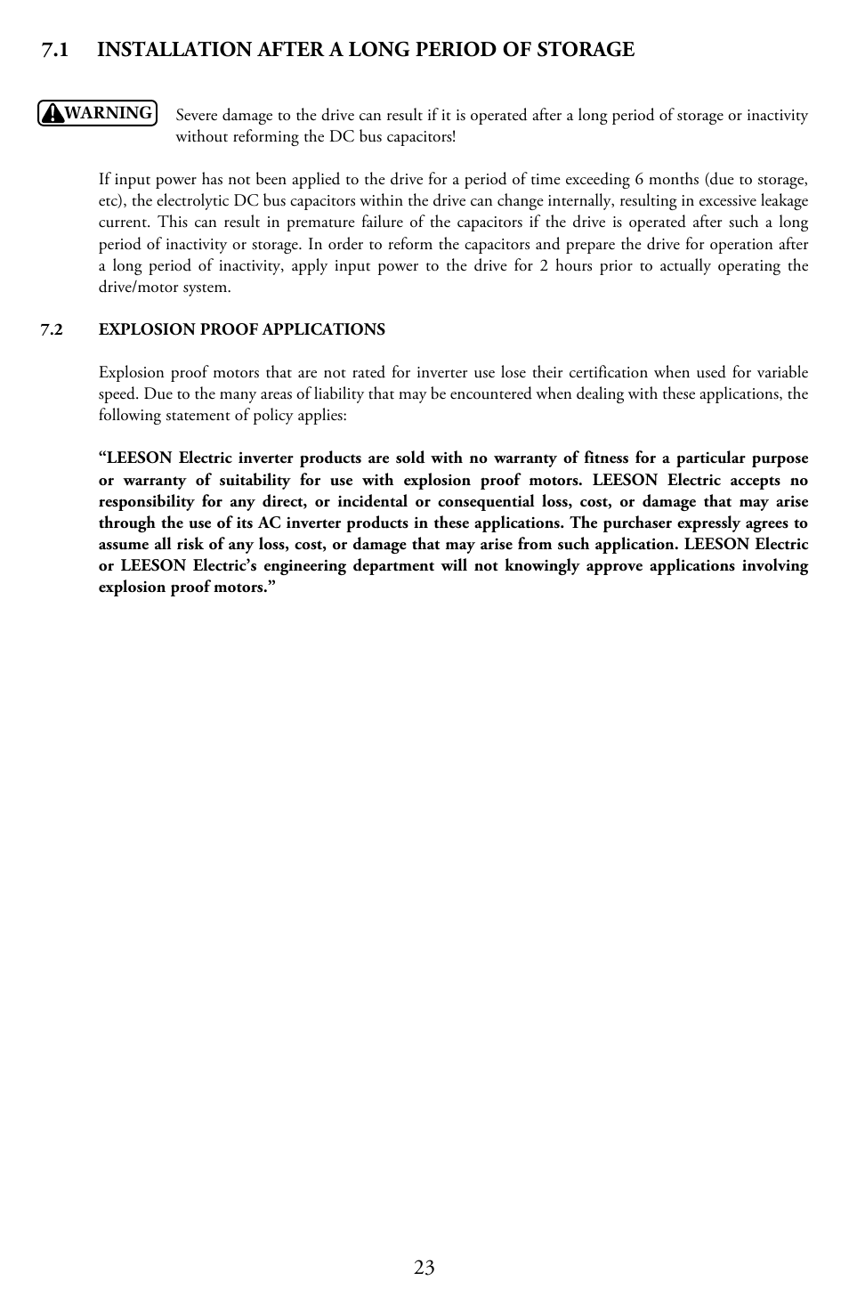 1 installation after a long period of storage | LEESON Micro Series Compact Inverters User Manual | Page 25 / 92