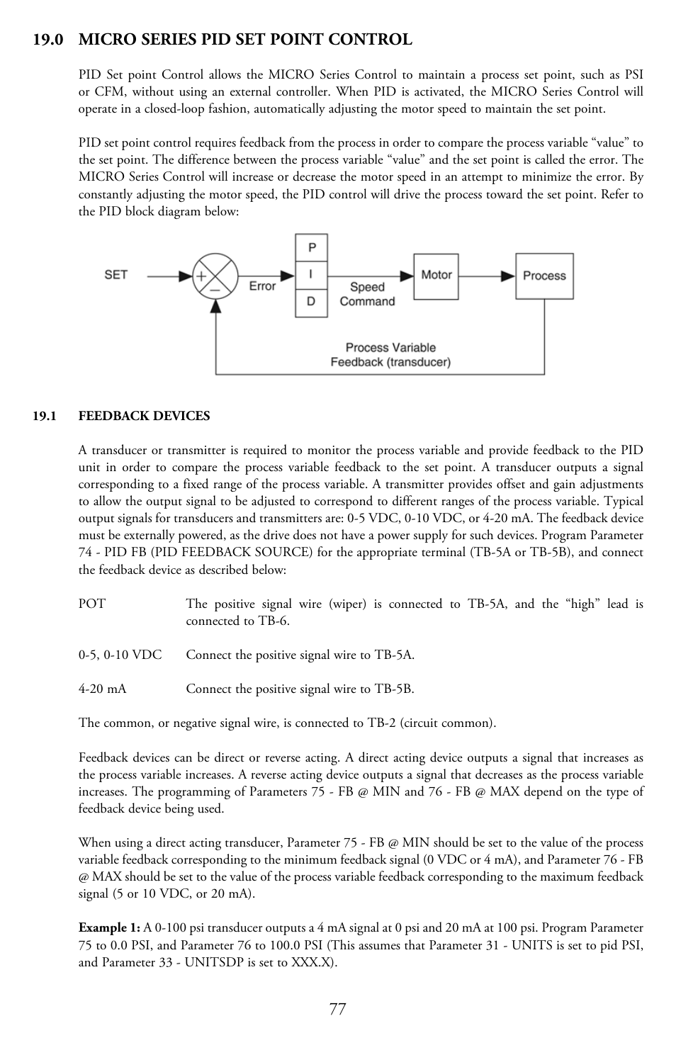 0 micro series pid set point control | LEESON Micro Series Compact Inverters User Manual | Page 79 / 92