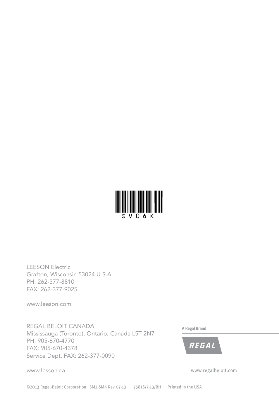 LEESON SM4 Series Flux Vector User Manual | Page 70 / 70