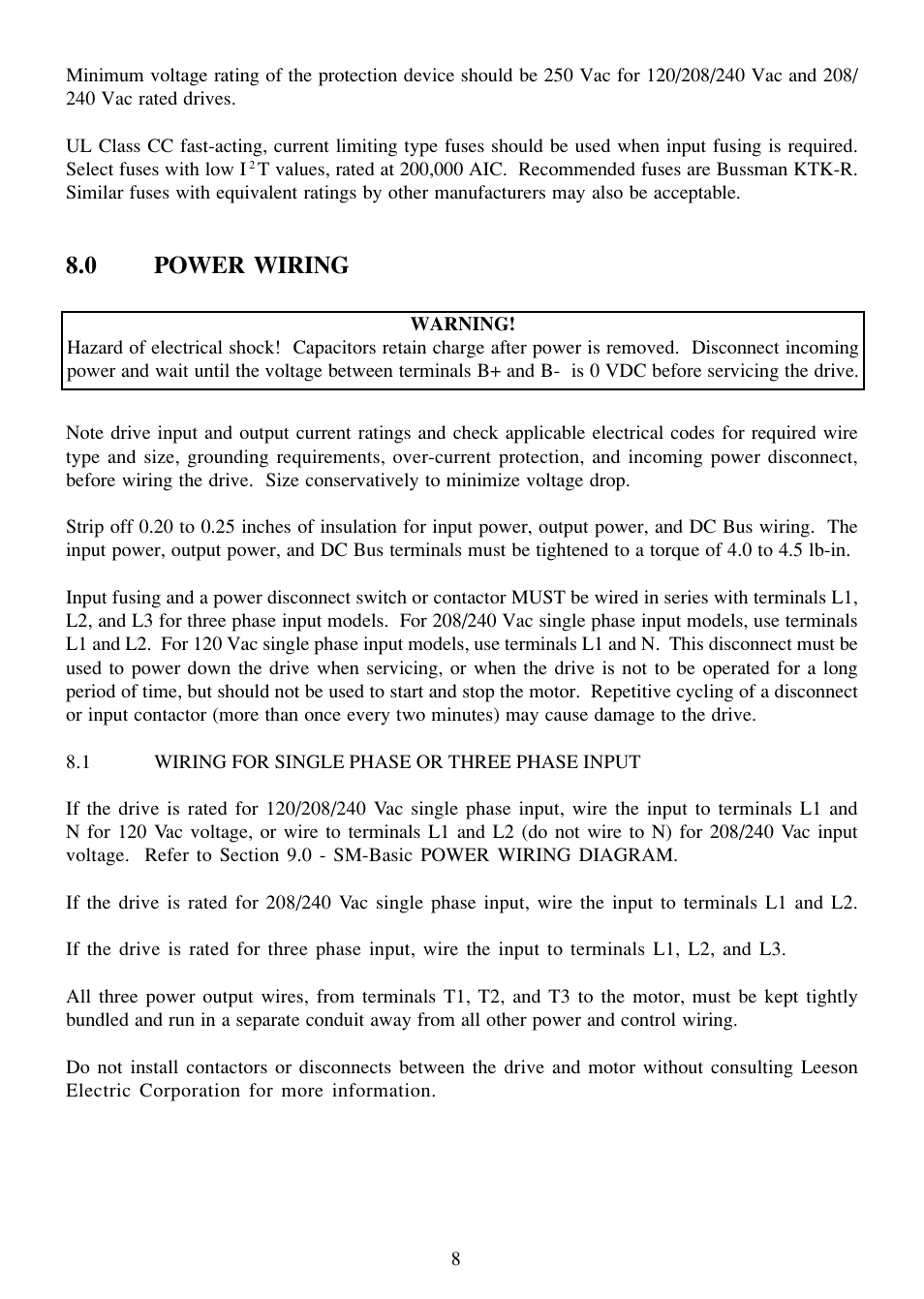 0 power wiring | LEESON SM-Basic Series Sub-Micro Inverters (Obsolete) User Manual | Page 12 / 47