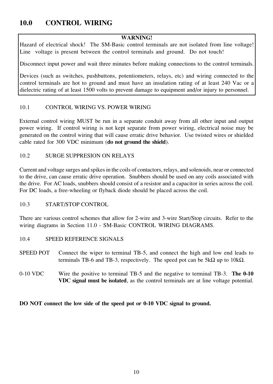 0 control wiring | LEESON SM-Basic Series Sub-Micro Inverters (Obsolete) User Manual | Page 14 / 47