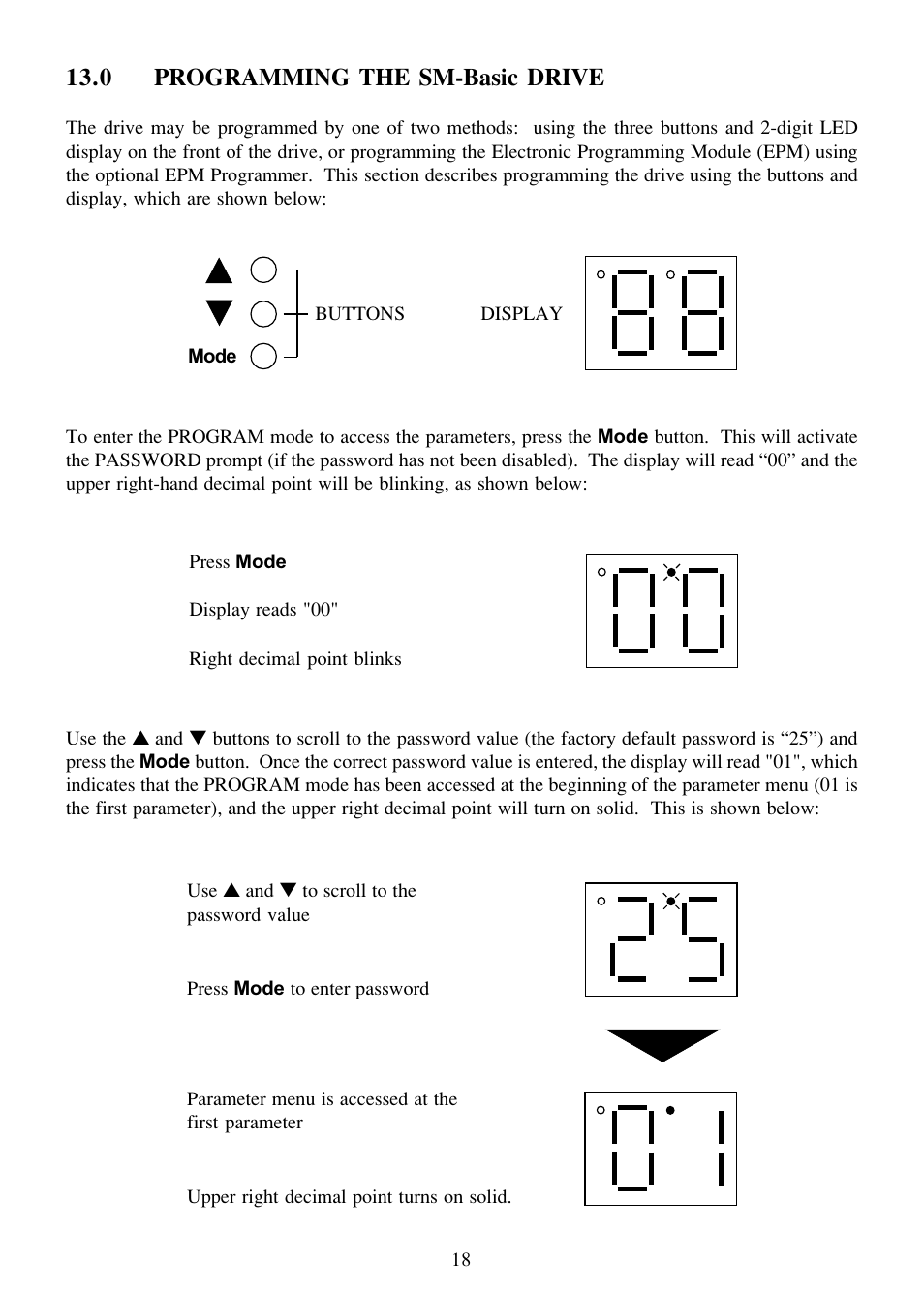 0 programming the sm-basic drive | LEESON SM-Basic Series Sub-Micro Inverters (Obsolete) User Manual | Page 22 / 47