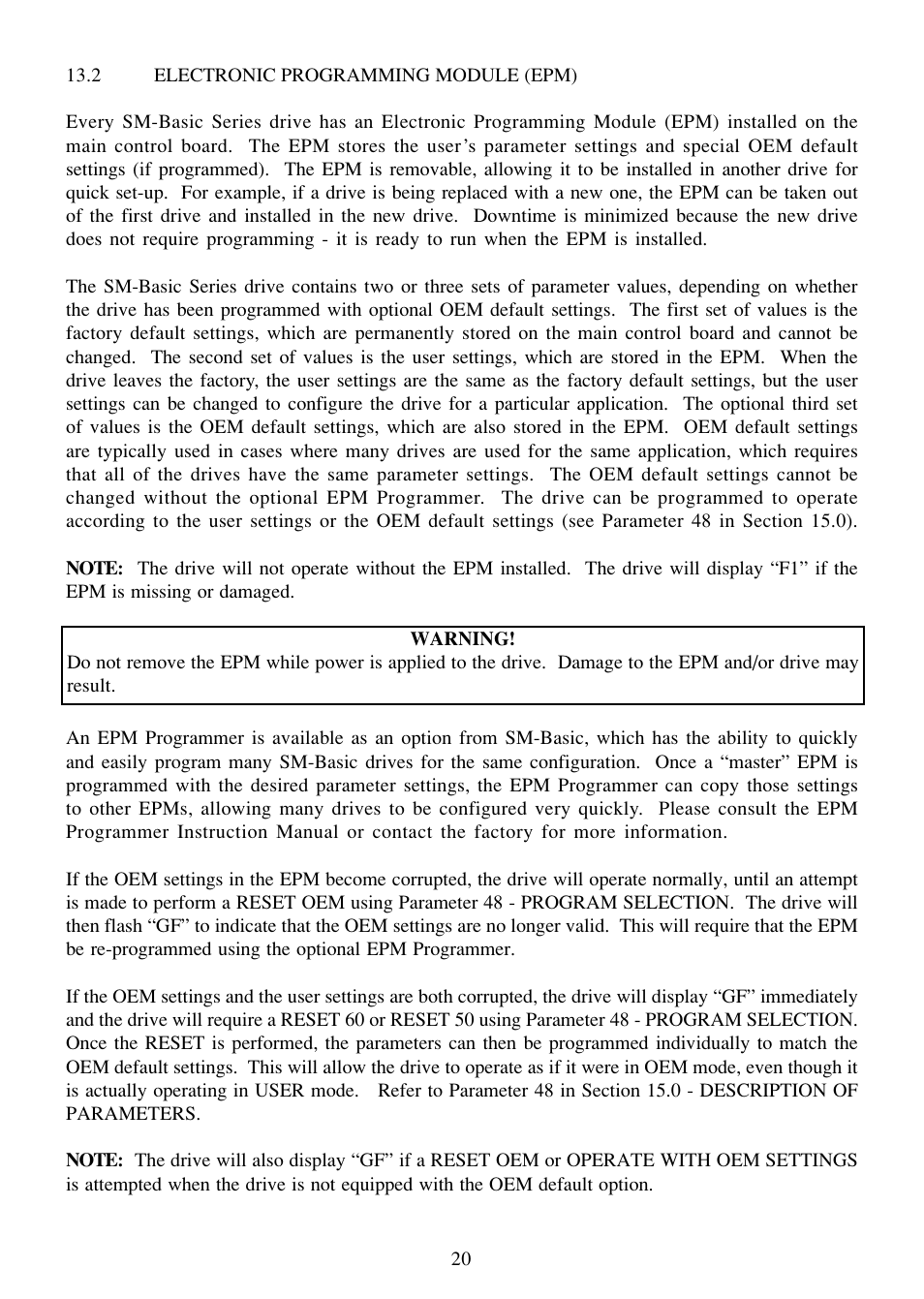 LEESON SM-Basic Series Sub-Micro Inverters (Obsolete) User Manual | Page 24 / 47