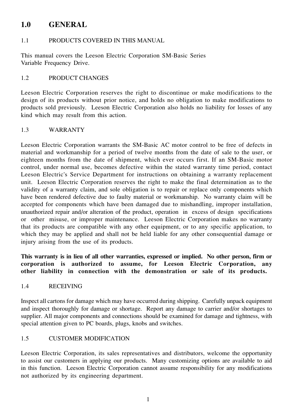 0 general | LEESON SM-Basic Series Sub-Micro Inverters (Obsolete) User Manual | Page 5 / 47