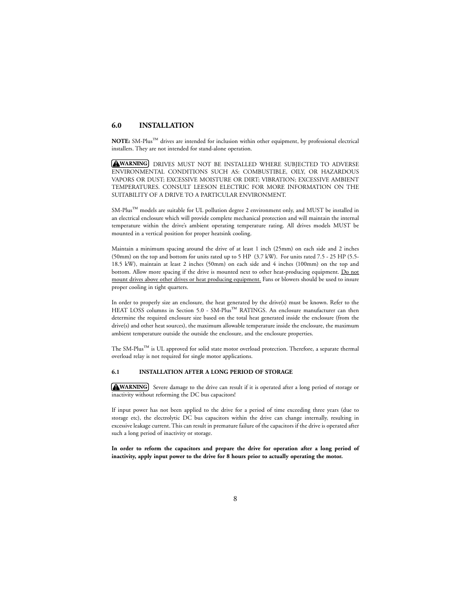 LEESON SM-Plus Series Sub-Micro Inverters User Manual | Page 12 / 66