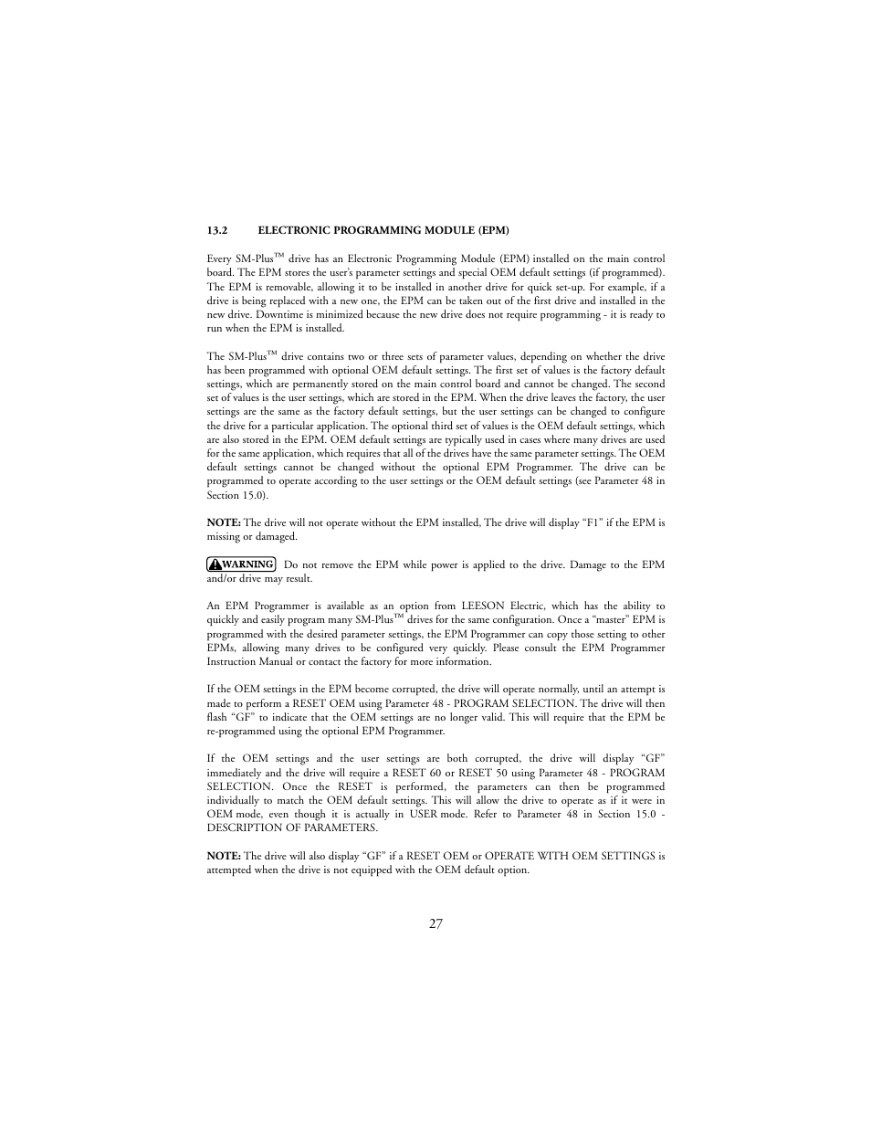 LEESON SM-Plus Series Sub-Micro Inverters User Manual | Page 31 / 66