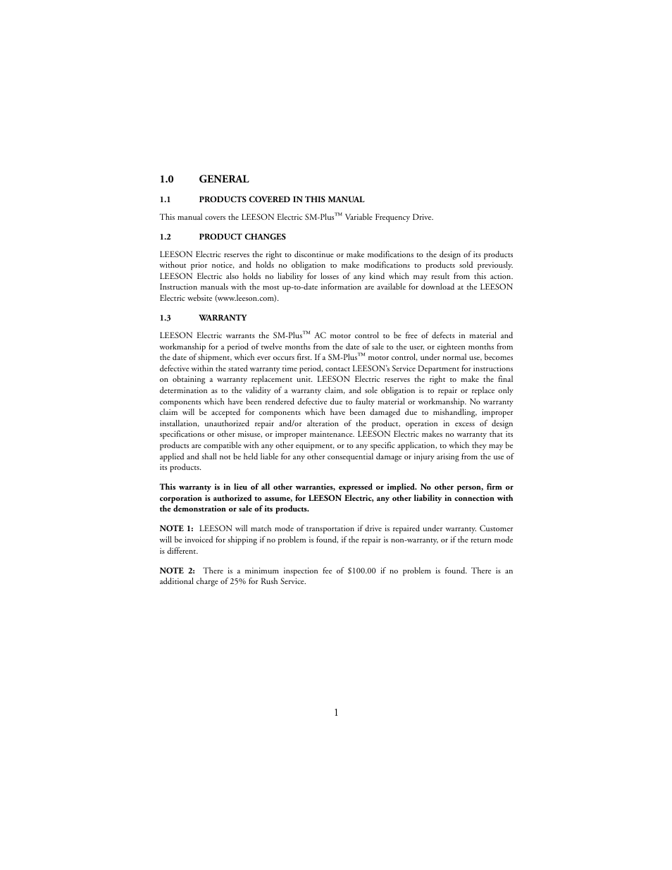 LEESON SM-Plus Series Sub-Micro Inverters User Manual | Page 5 / 66