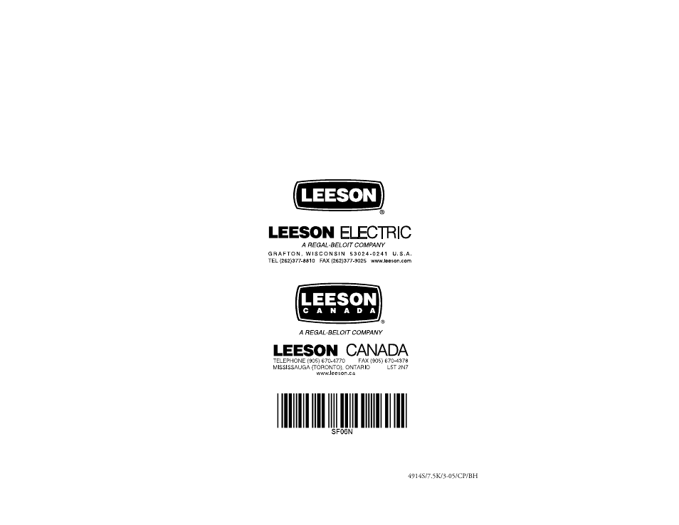 LEESON SM-Plus Series Sub-Micro Inverters User Manual | Page 66 / 66