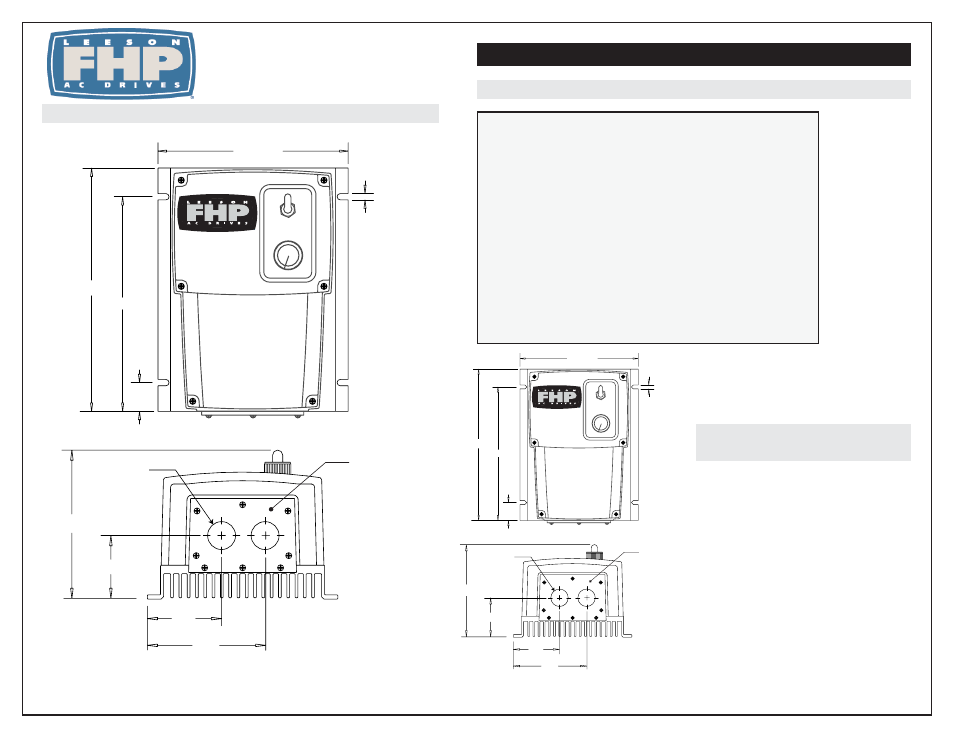 LEESON FHP Series NEMA 4x 175326 Quick Start Guide User Manual | 2 pages