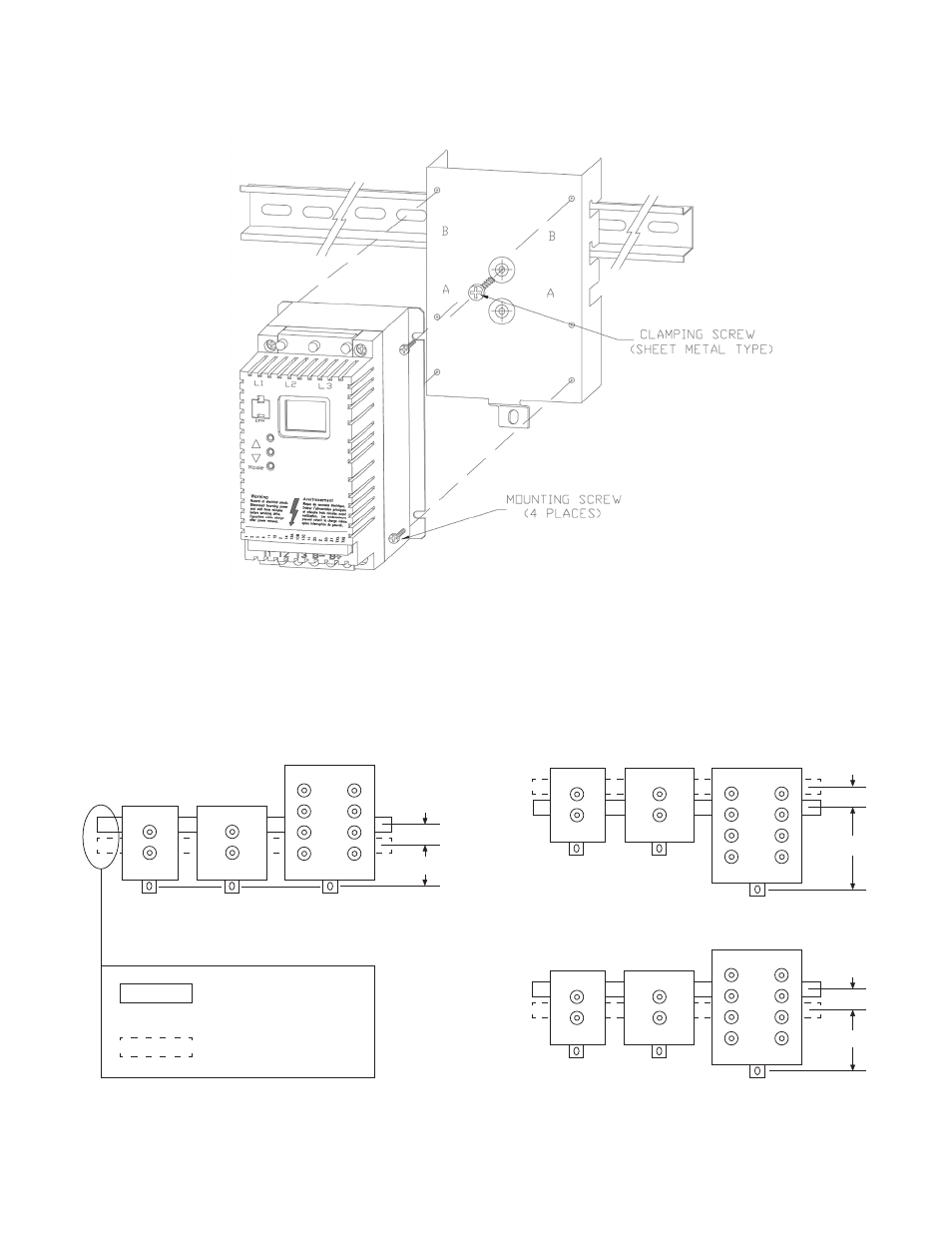 Exploded view, Top aligned bottom aligned center aligned | LEESON Sub-Micro DIN Rail Kit User Manual | Page 2 / 2