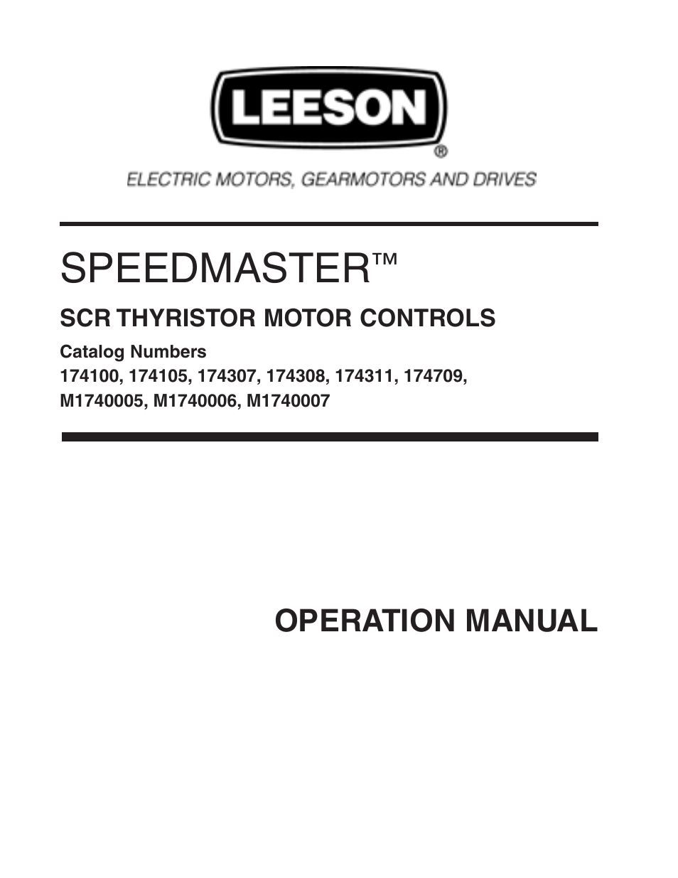 LEESON Chassis Mount SCR Control User Manual | 60 pages