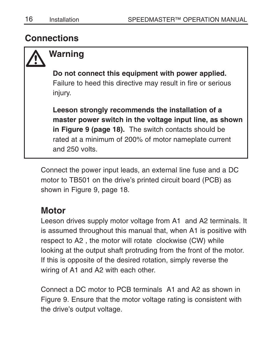 LEESON Chassis Mount SCR Control User Manual | Page 22 / 60