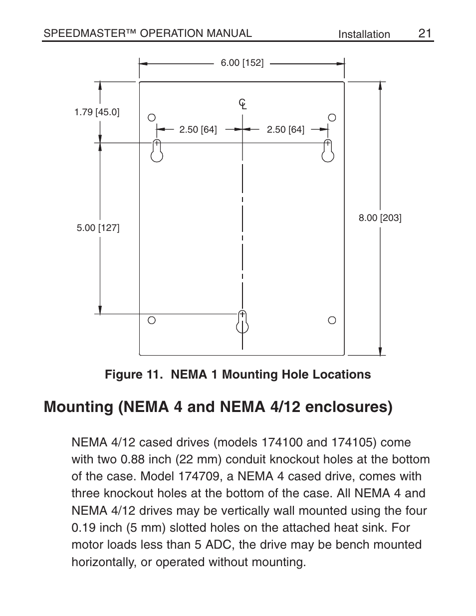 Mounting (nema 4 and nema 4/12 enclosures) | LEESON Chassis Mount SCR Control User Manual | Page 27 / 60