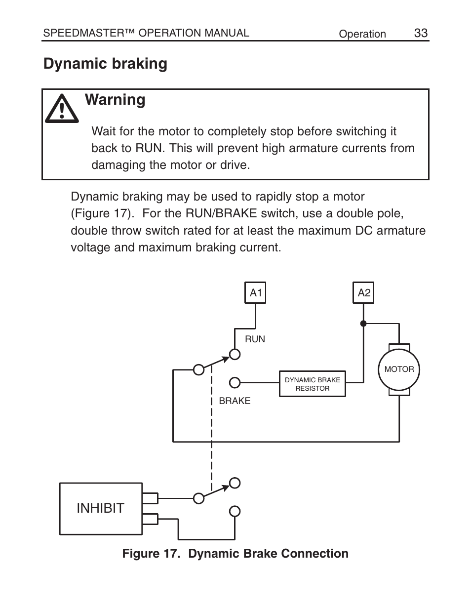 Dynamic braking, Warning | LEESON Chassis Mount SCR Control User Manual | Page 39 / 60