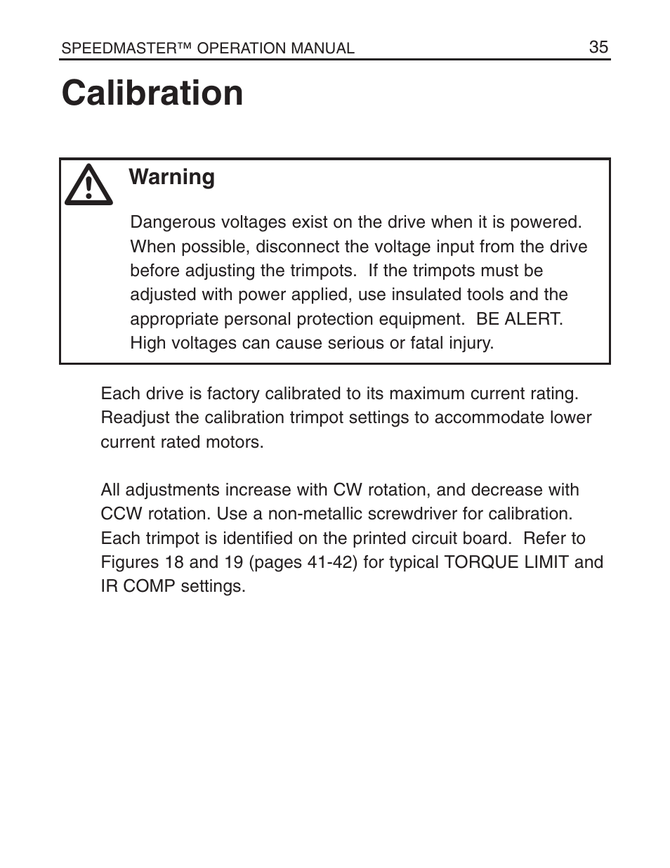 Calibration | LEESON Chassis Mount SCR Control User Manual | Page 41 / 60