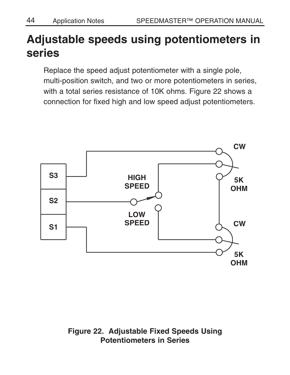 Adjustable speeds using potentiometers in series | LEESON Chassis Mount SCR Control User Manual | Page 50 / 60