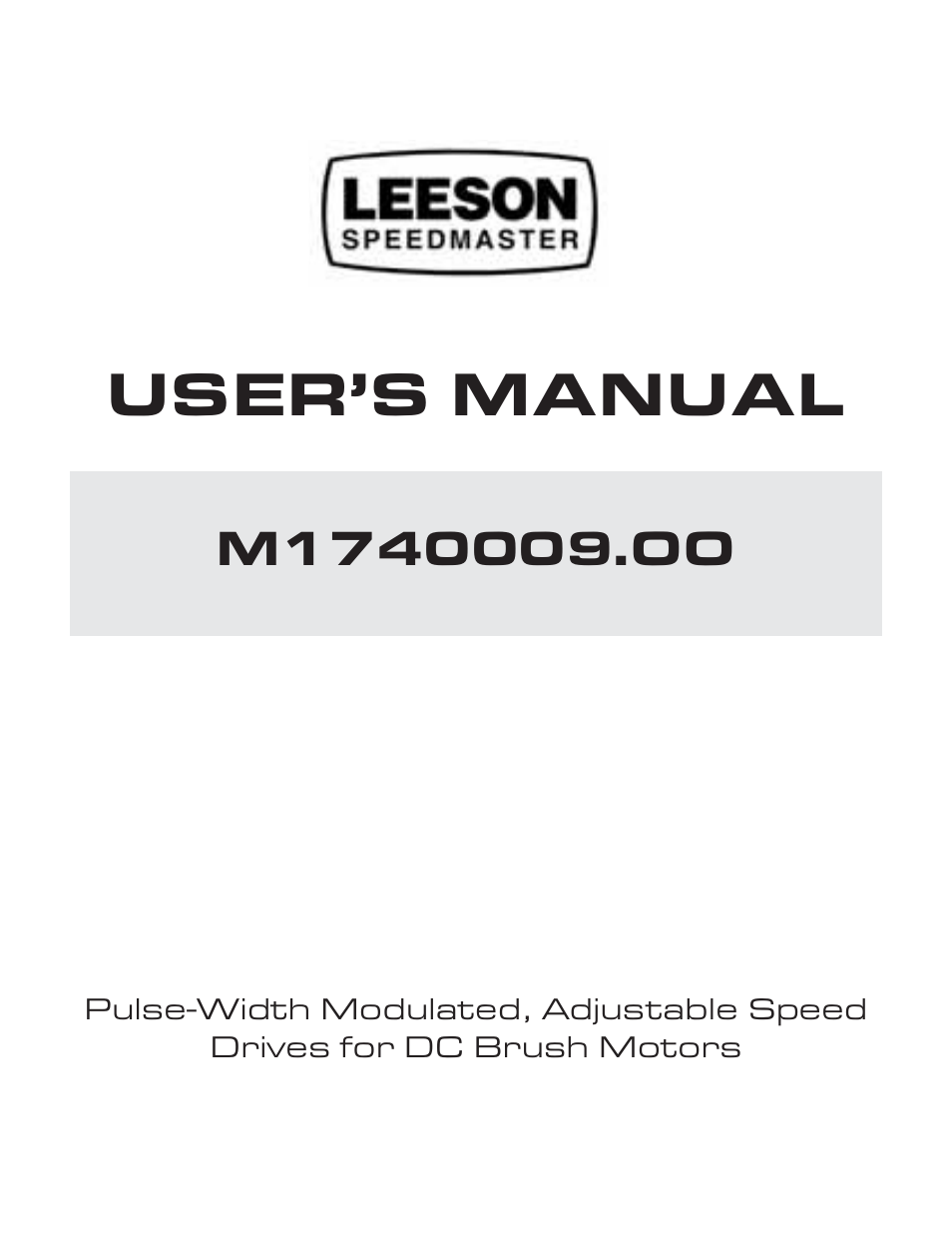 LEESON Chassis Mount PWM Control: M1740009.00 User Manual | 36 pages