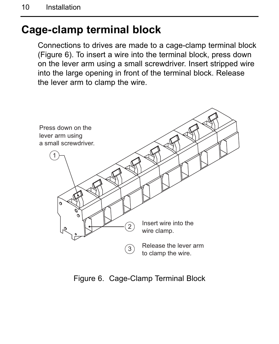 Cage-clamp terminal block | LEESON Chassis Mount Regenerative Control: 175721.00 User Manual | Page 16 / 56