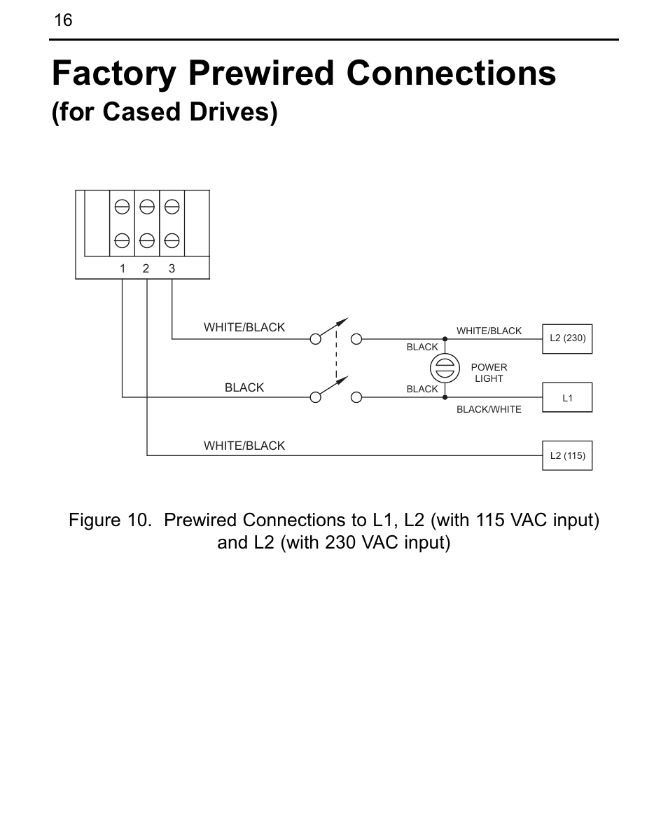 Factory prewired connections, For cased drives) | LEESON Chassis Mount Regenerative Control: 175721.00 User Manual | Page 22 / 56