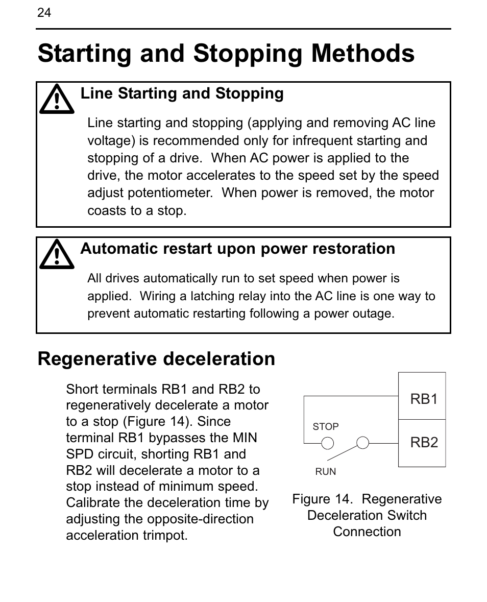 Starting and stopping methods | LEESON Chassis Mount Regenerative Control: 175721.00 User Manual | Page 30 / 56