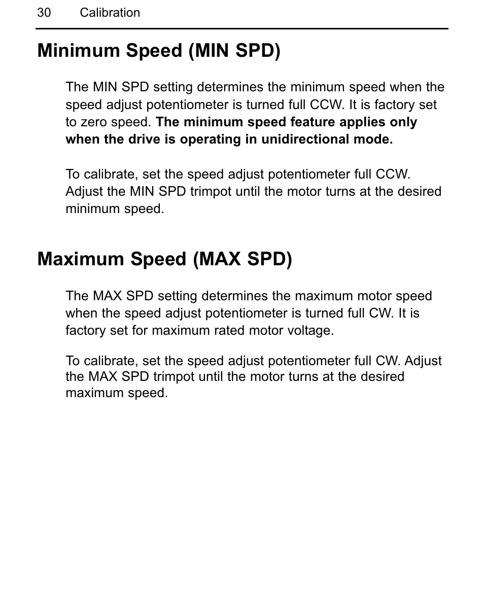 Minimum speed (min spd), Maximum speed (max spd) | LEESON Chassis Mount Regenerative Control: 175721.00 User Manual | Page 36 / 56